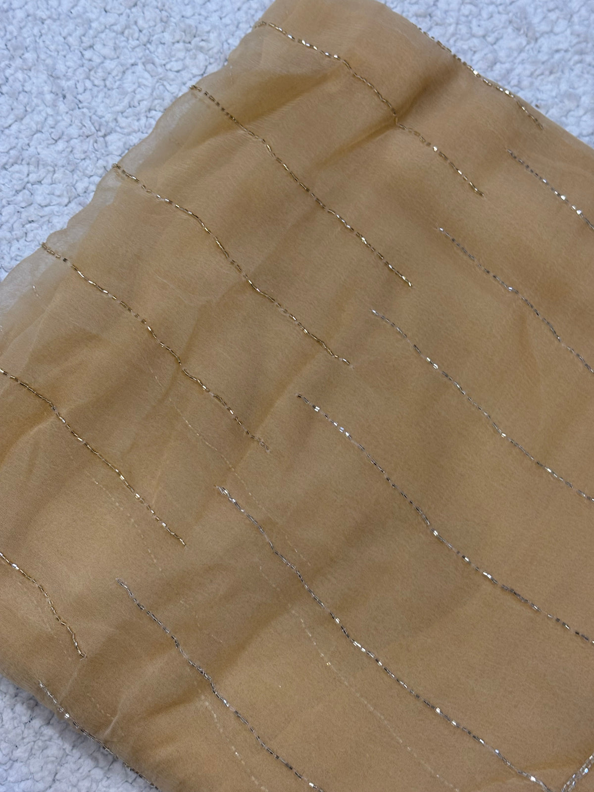 Sunheri | Pure Chiffon Saree in Champagne Gold with Gold and Silver Work