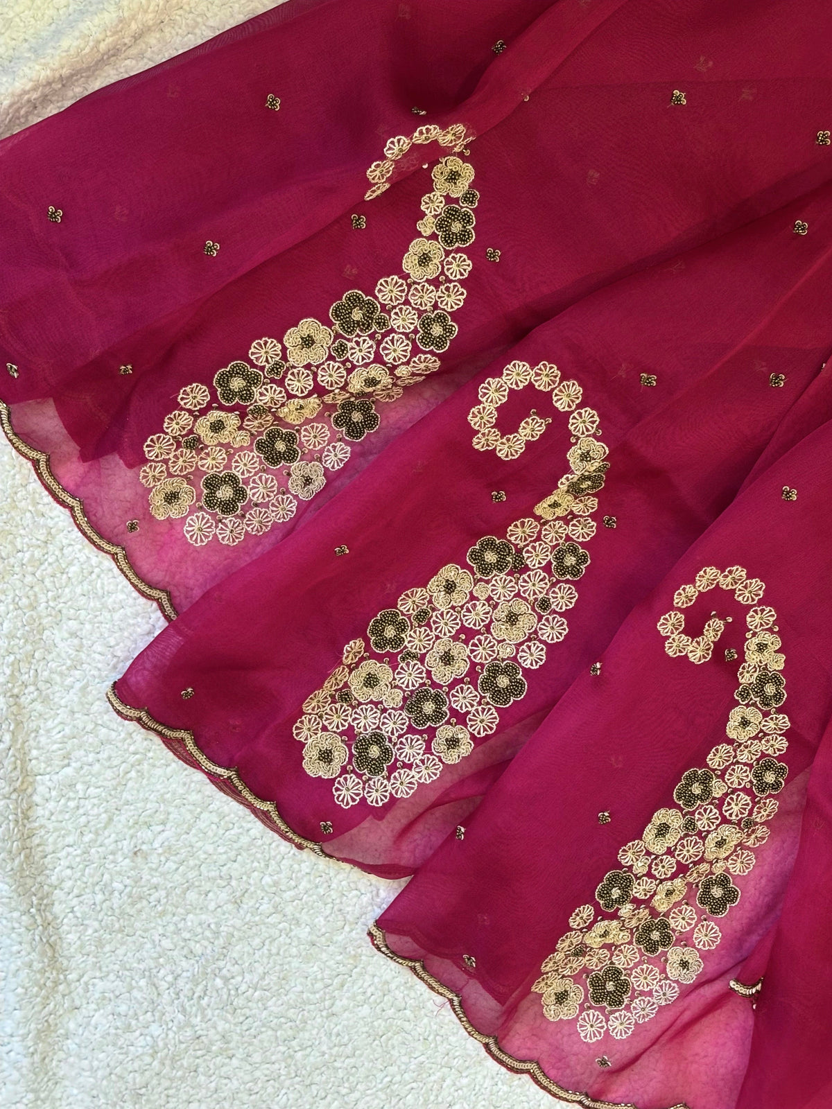 Rani | Pure Organza in Rani Pink with Zardozi and Cutdana Handwork