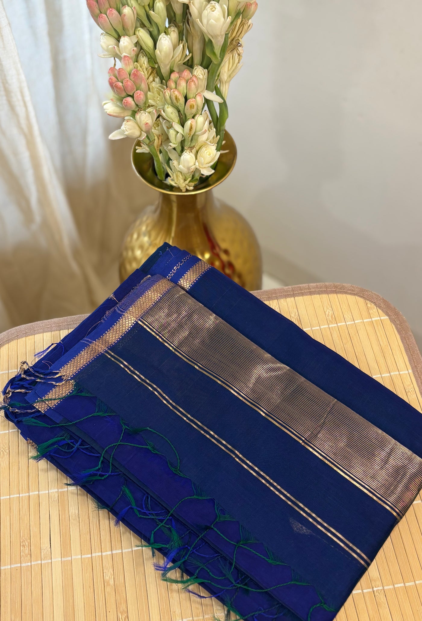 Neelam | Indigo Dual-Tone Handloom Maheshwari Saree